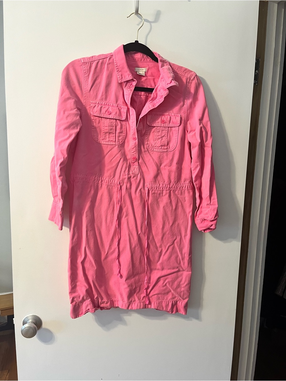 J. Crew Vibrant Pink Button-Up Dress